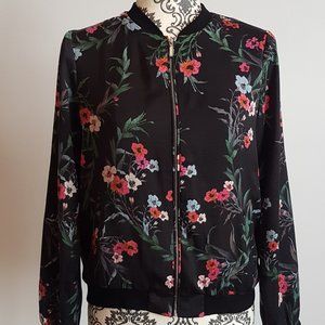 Black Floral Bomber Jacket